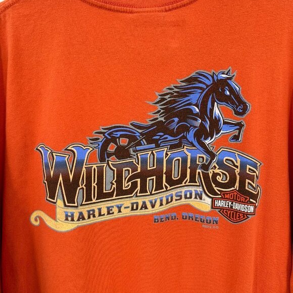 HARLEY DAVIDSON 2012 Orange Wild Horse Bend Oregon Graphic Print T-Shirt 4XL - Picture 5 of 8